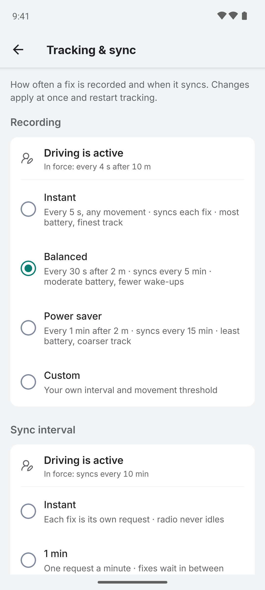 Sync presets