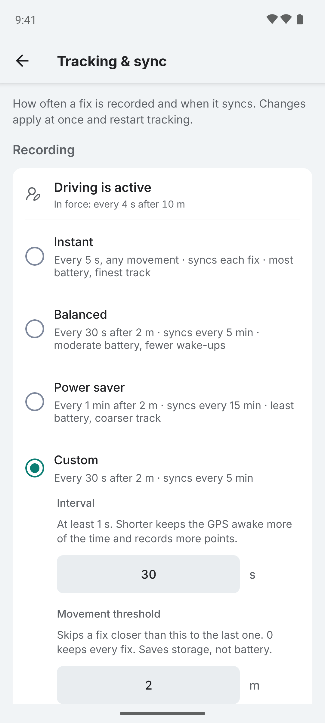 Tracking & sync
